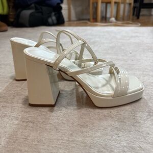Elegant Cream Block Heel Sandals